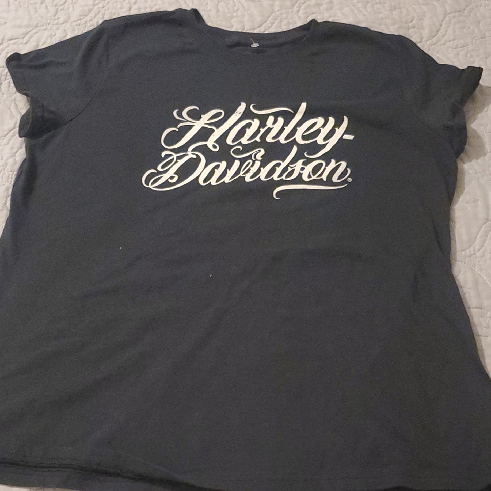 Harley-Davidson Black Tee with White Script Logo Size XL